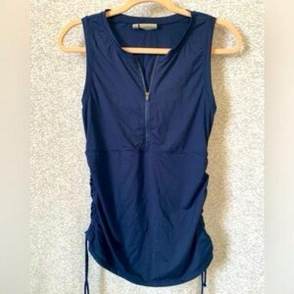 Athleta Half-Zip Side-Scrunch Sleeveless Tank Rash Guard - Picture 1 of 5